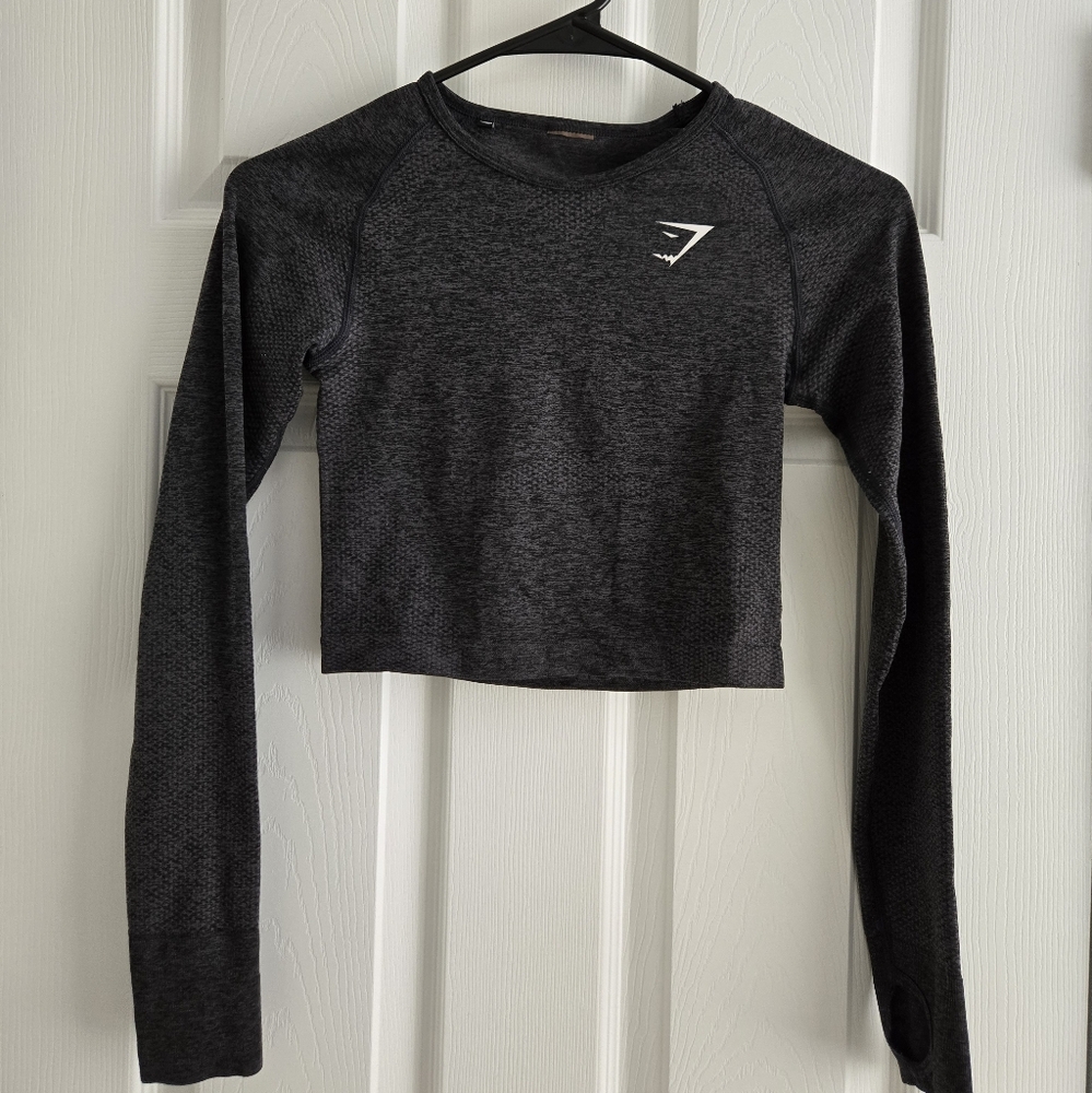 Gymshark Vital Long Sleeve Crop Top - Black Marl